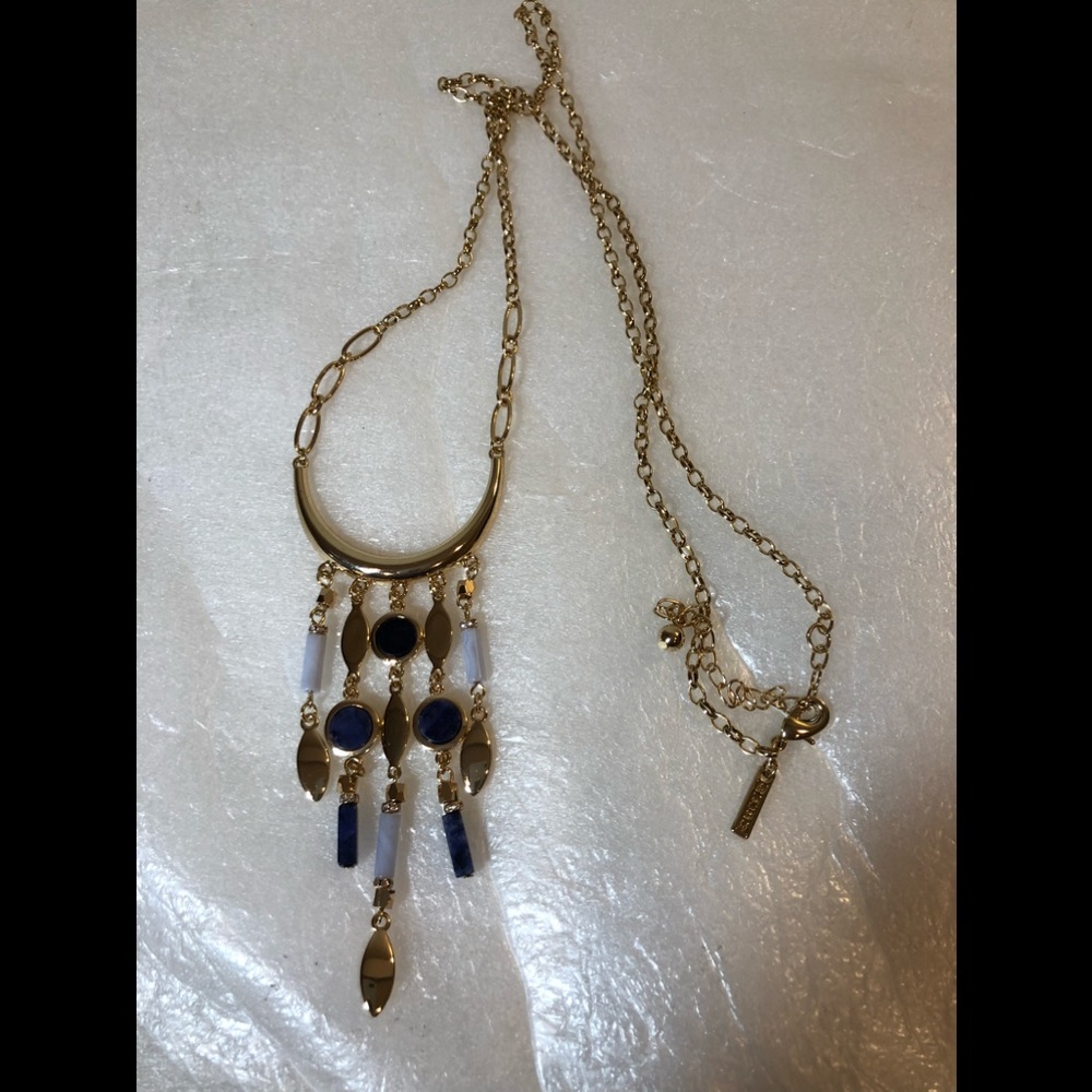 WHBM Long Style Necklace-Gold Tone Semi Precious
